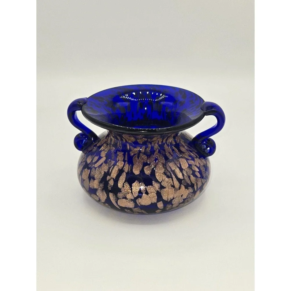 Joska Designs Silberberg Kristal Mundgeblasen Bavaria Cobalt Aventurine Vase